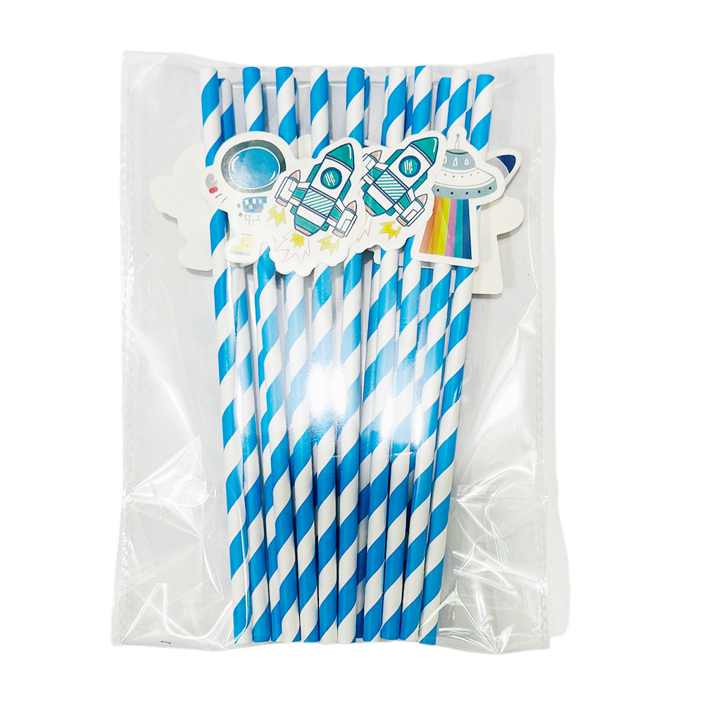 Amazon Cross-border Space Theme Party Torta de paja Tarta de tarjeta Fiesta de carnaval Rocket Star Planet Props