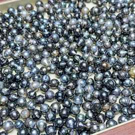 海水珍珠大溪地螺纹裸珠颗粒批发全孔可DIY手链项链8-9mm厂家直销