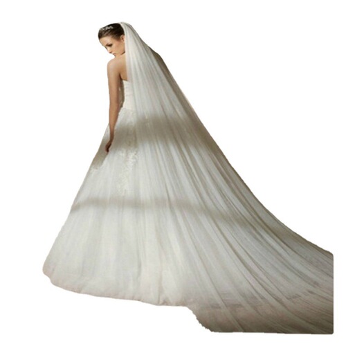 Bridal wedding veil with long tail 3 meters fashionable wedding veil Long and simple bridal veil