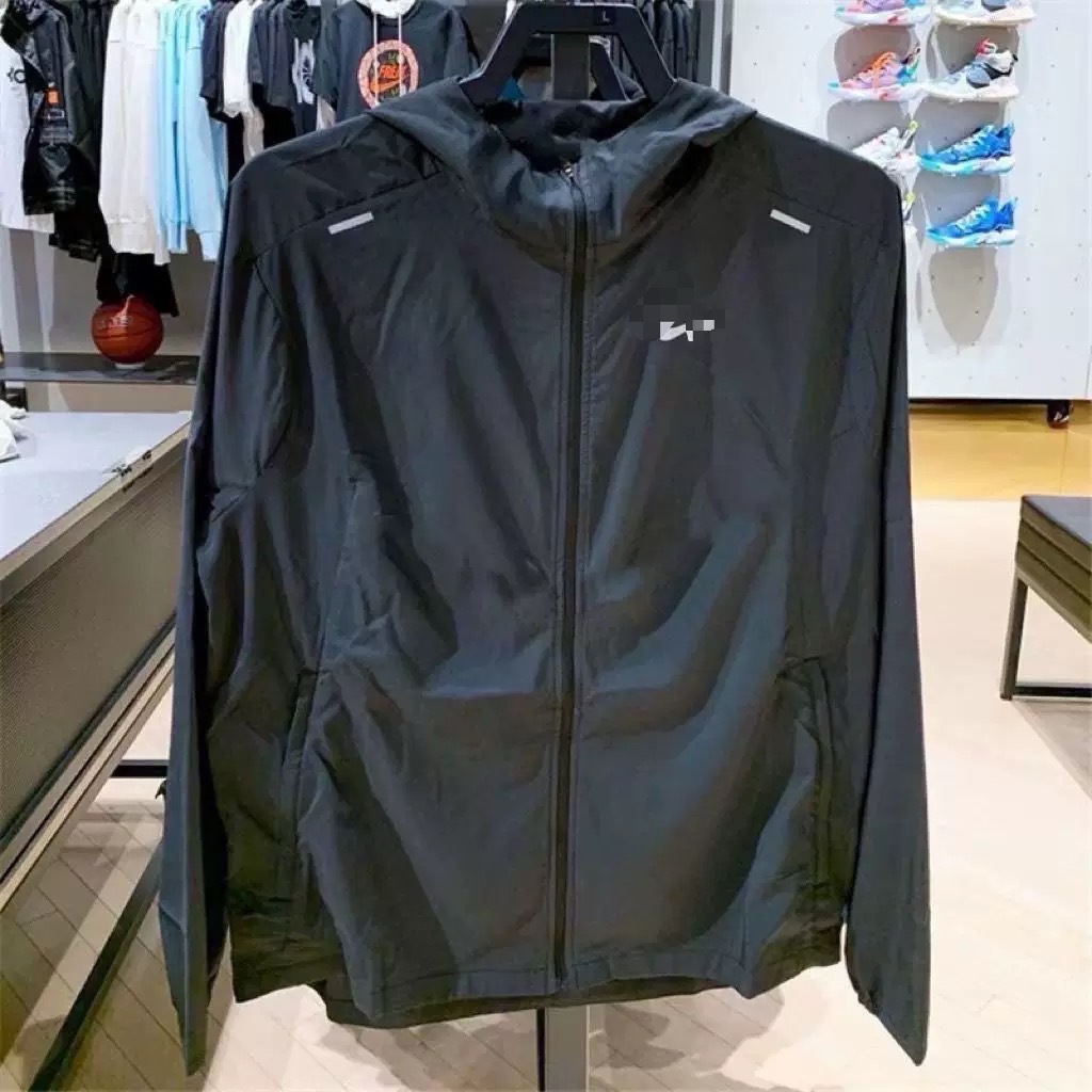 Thin Jacket Men's Outdoor Sports Windproof Jacket Casual Versatile Hooded Quick-Drying Woven Running Fitness Sun Protection Clothing