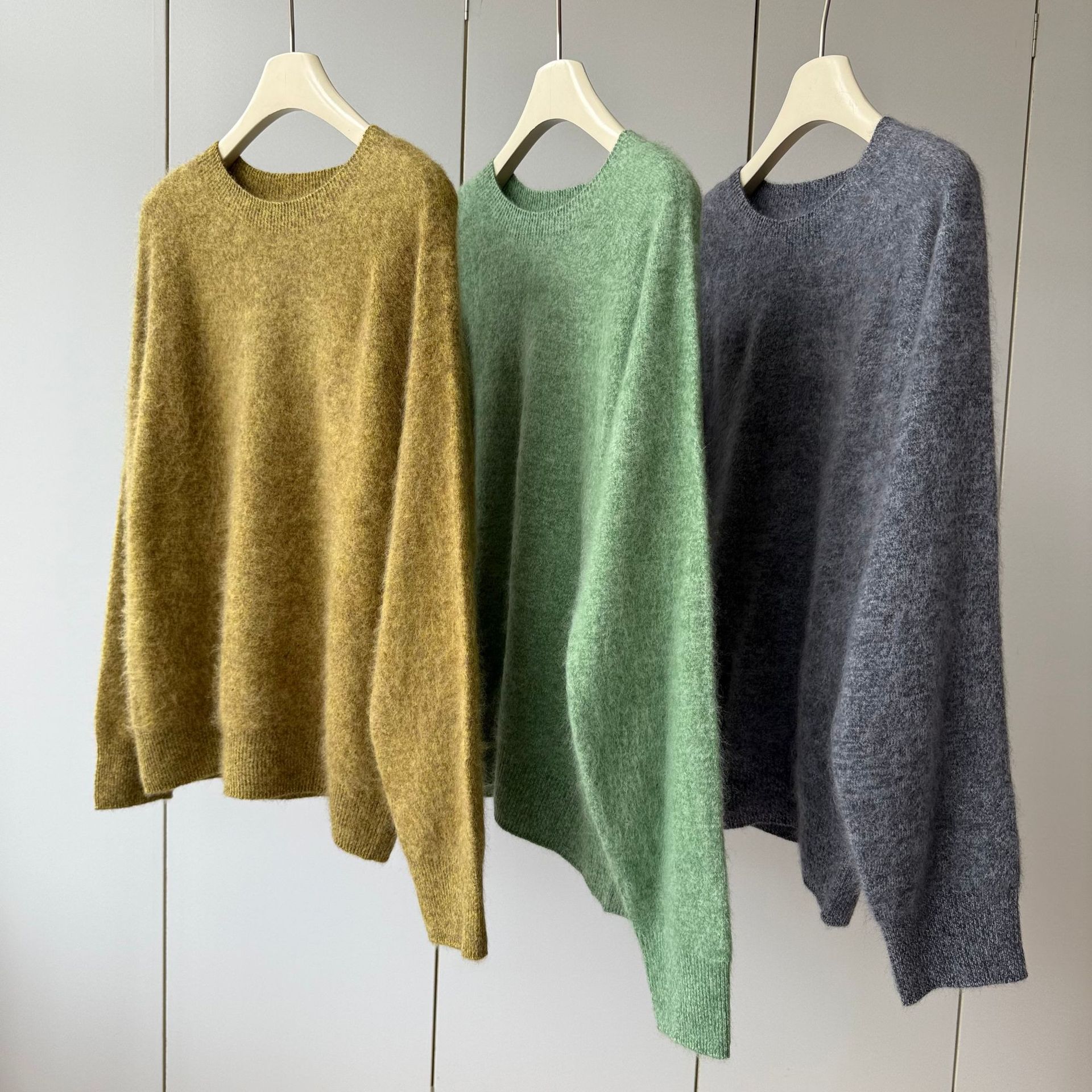 唯美花纱 拉毛无缝工艺！山羊绒+羊毛圆领轻盈保暖宽松长袖毛衣女