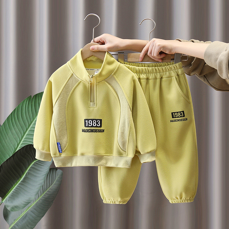 7832 traje de primavera para niños 2025 nueva moda coreana estilo occidental ropa de niño primavera y otoño suéter de dos piezas