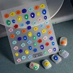 2022 Internet-Famous Bestseller: 5D Little Daisy Nail Stickers—Korean-Style Cute Smile Face Embossed Nail Art Decals, Factory Direct