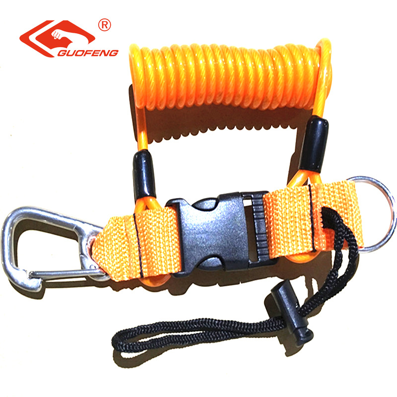 cuerda perdida de la cámara de buceo TPU primavera alambre de acero anti-perderida de ambos extremos de la cuerda de desenganche rápido equipo submarino cuerda telescópica