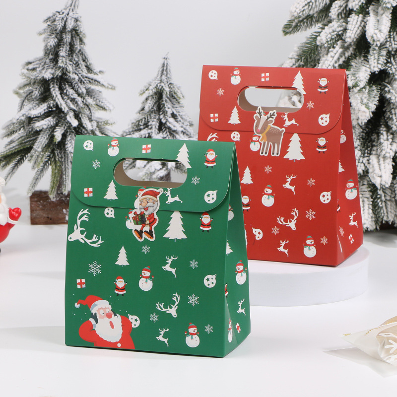 Venta directa de Navidad bolsa de papel Portátil Bolsa de regalo galleta de la galleta bolsa de caramelo bolsa de regalo de los niños de dibujos animados