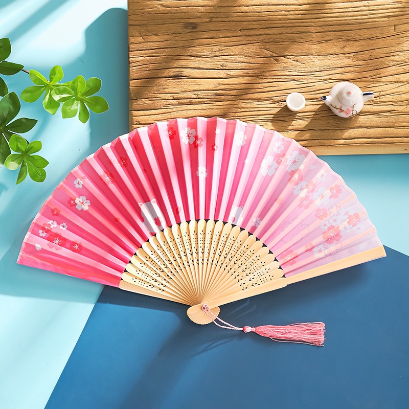 Ventilador Ventilador plegable Estilo chino Estilo antiguo Estilo japonés Mujer borla Verano Niños Plegable portátil Baile Hanfu Mini ventilador