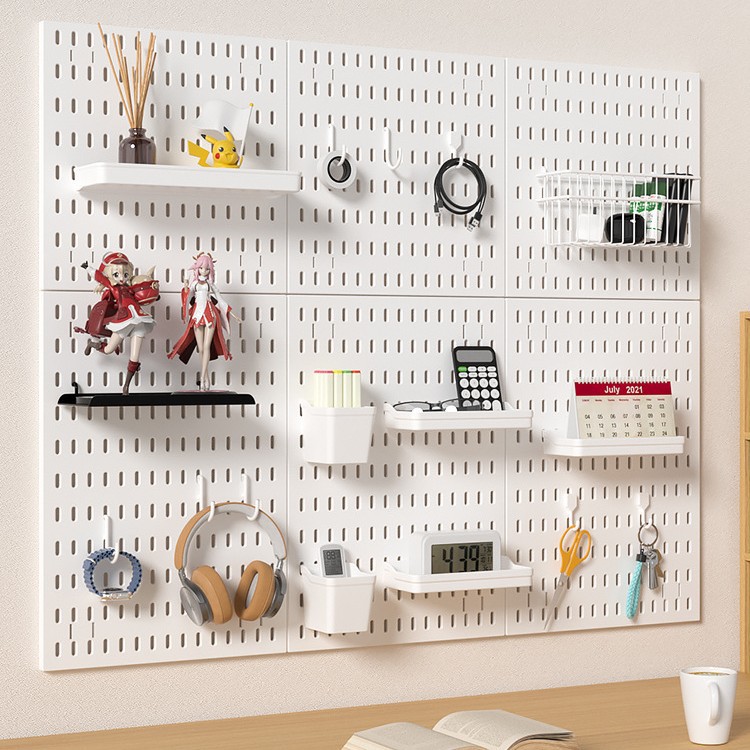 免打孔洞洞板置物架大学生书桌整理架墙上电竞书桌面文具收纳厨房