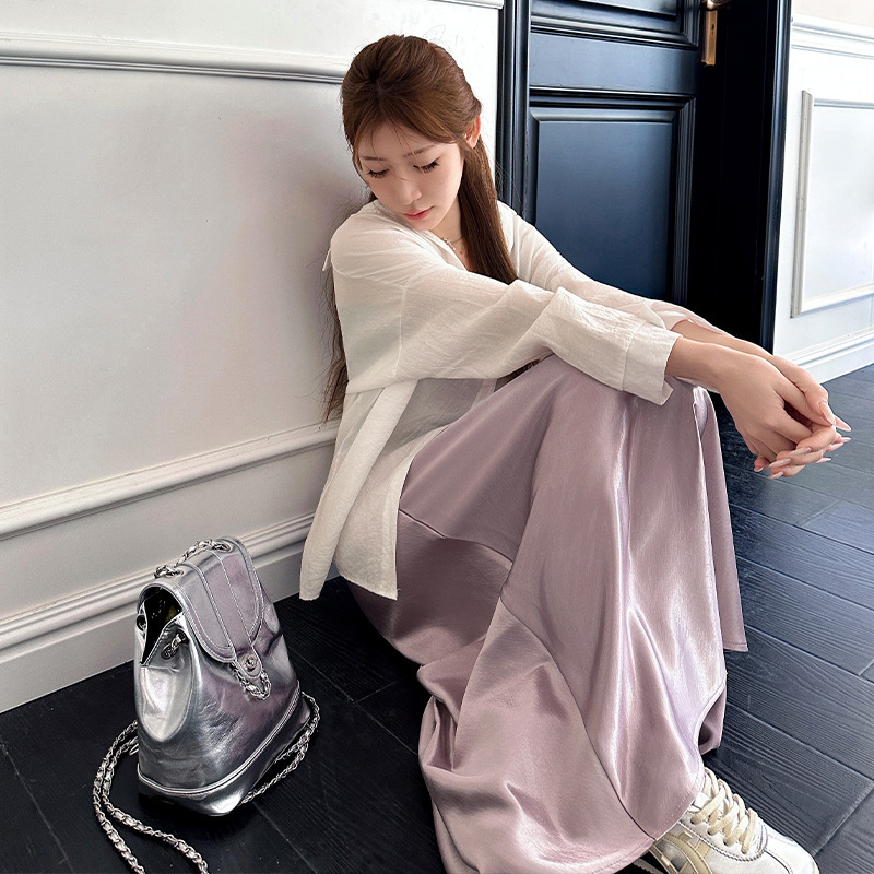 Popular on Xiaohongshu: Pink Satin Acetate Mermaid Skirt for Women, Summer High-Waisted Slimming Mid-Length Skirt with Draping Effect Popular on Xiaohongshu: Pink Satin Acetate Mermaid Skirt for Women, Summer High-Waisted Slimming Mid-Length Skirt with Draping Effect