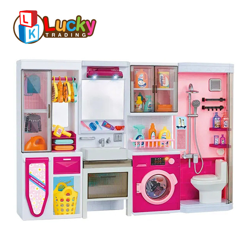 Cross-border children's simulation Mini Washing Machine light music play house bathroom washing machine toilet bathroom toys