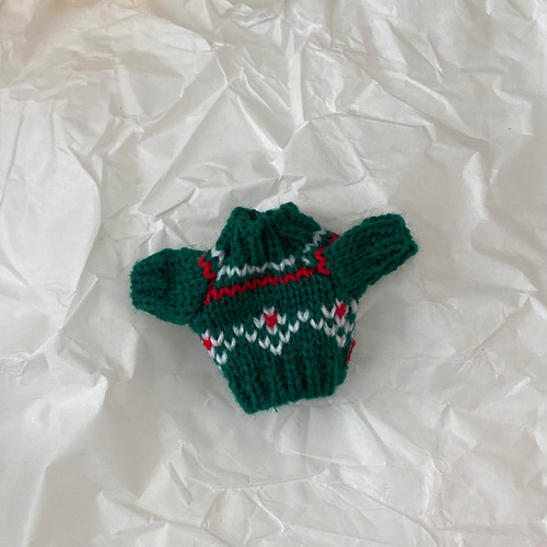 Hand knitted doll sweater, pilot plush pendant clothes and jeans, 12cm cotton doll clothes