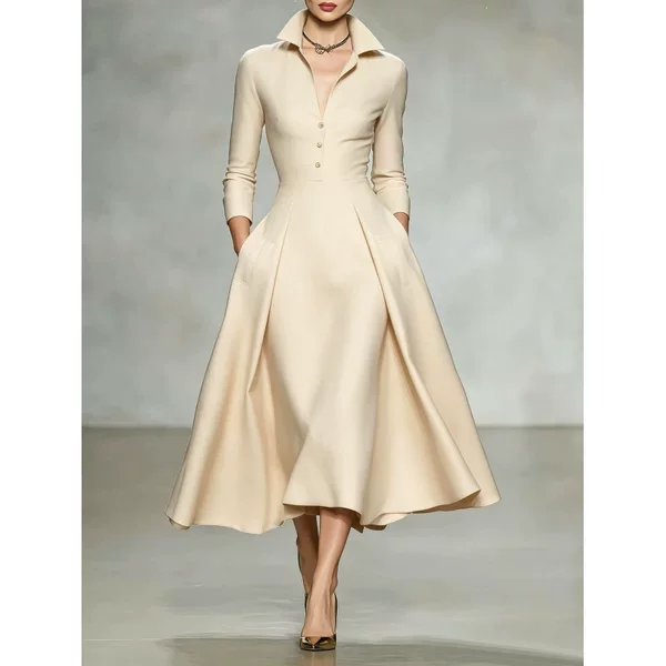 European and American women's fashion cross-border 2026 independent station autumn and winter elegant V-neck waist-cinching stylish long-sleeve dress