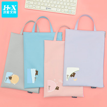 洪星A4A5卡通帆布文件袋可爱拉链袋学生资料袋卡通笔袋尼龙收纳袋