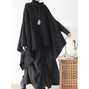 Bat sleeve hooded sweater loose plus size 300kg chubby girl cape coat