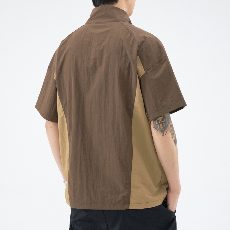 Camisa de manga corta de seda de hielo para hombres, estilo fino de verano, antiarrugas, sin planchar, marca de moda, camiseta casual suelta de alta gama