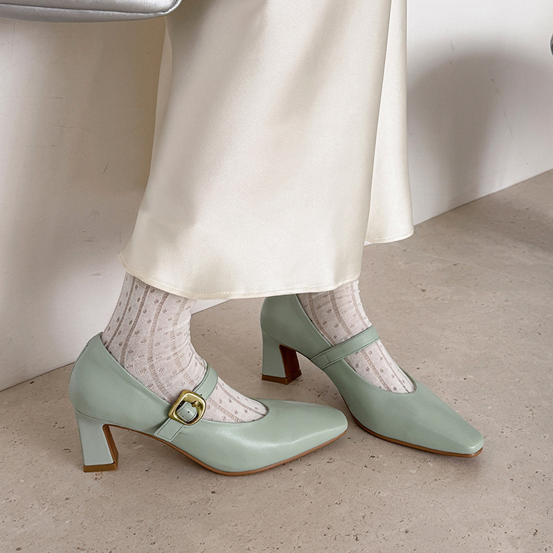 Highly Recommended! Chunky High-Heeled Mary Jane Shoes with a Single Strap, 2026 Spring New Model, Made of Top-Layer Cowhide, Basic Style, Women's Commuter Shoes Highly Recommended! Chunky High-Heeled Mary Jane Shoes with a Single Strap, 2026 Spring New Model, Made of Top-Layer Cowhide, Basic Style, Women's Commuter Shoes