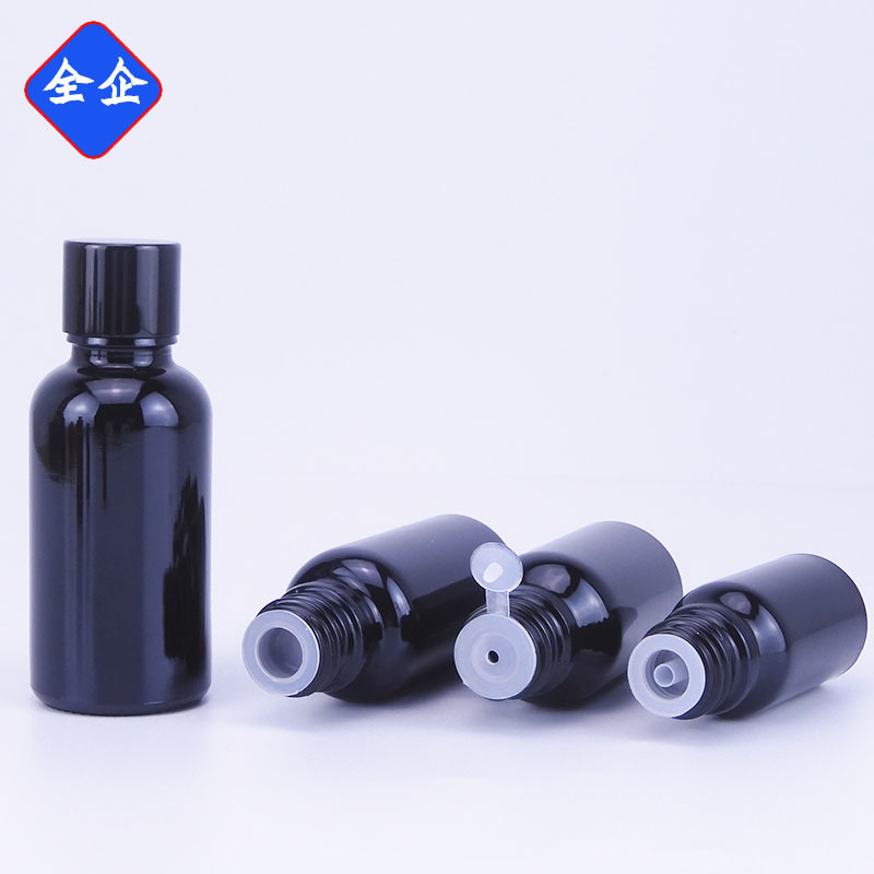 メーカー在庫 30ml ガラス分注ボトル エッセンス液体ボトル 化粧品包装材 黒エッセンシャルオイルボトル|undefined