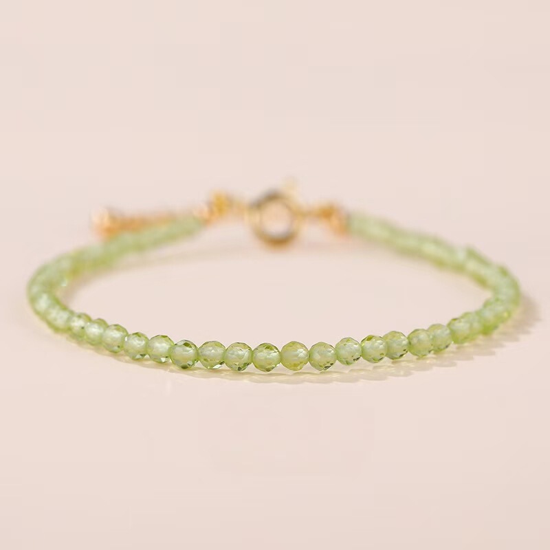 Extremely Thin 3mm Natural Crystal Bracelet Women's Peridot Elegant White All-match Bracelet Gifts for Girlfriend
