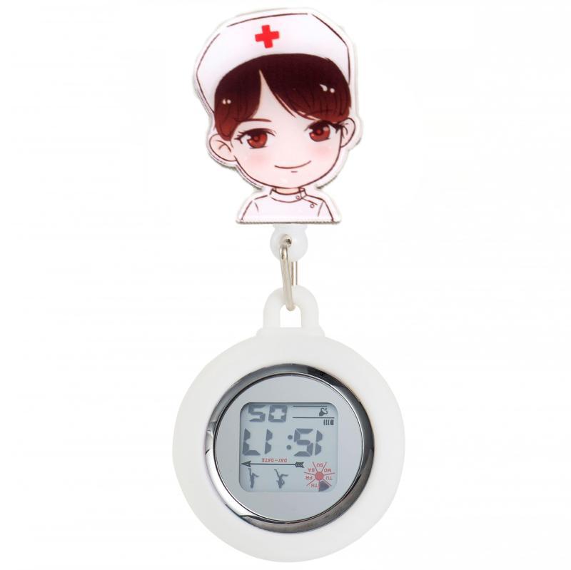 Reloj de enfermera de estiramiento multifuncional luminoso fuerte reloj colgante reloj electrónico digital retráctil de dibujos animados lindo clip cronómetro reloj de bolsillo