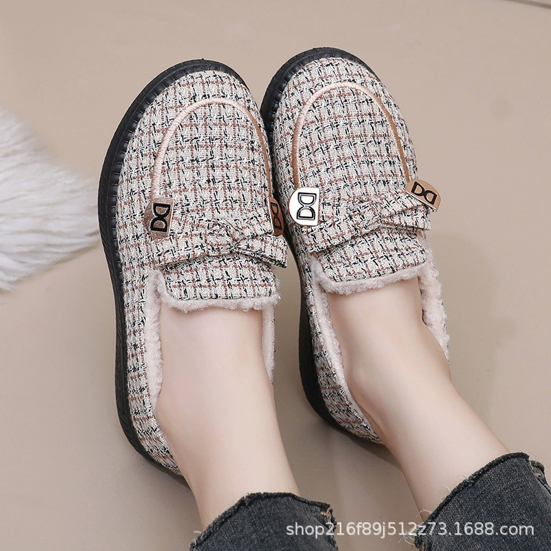 Туфли-бини, зимние бархатные туфли для пожилых людей, хлопчатобумажные туфли, теплая обувь, бархатные утолщенные нескользящие туфли, хлопчатобумажные туфли на мягкой подошве для мамы.