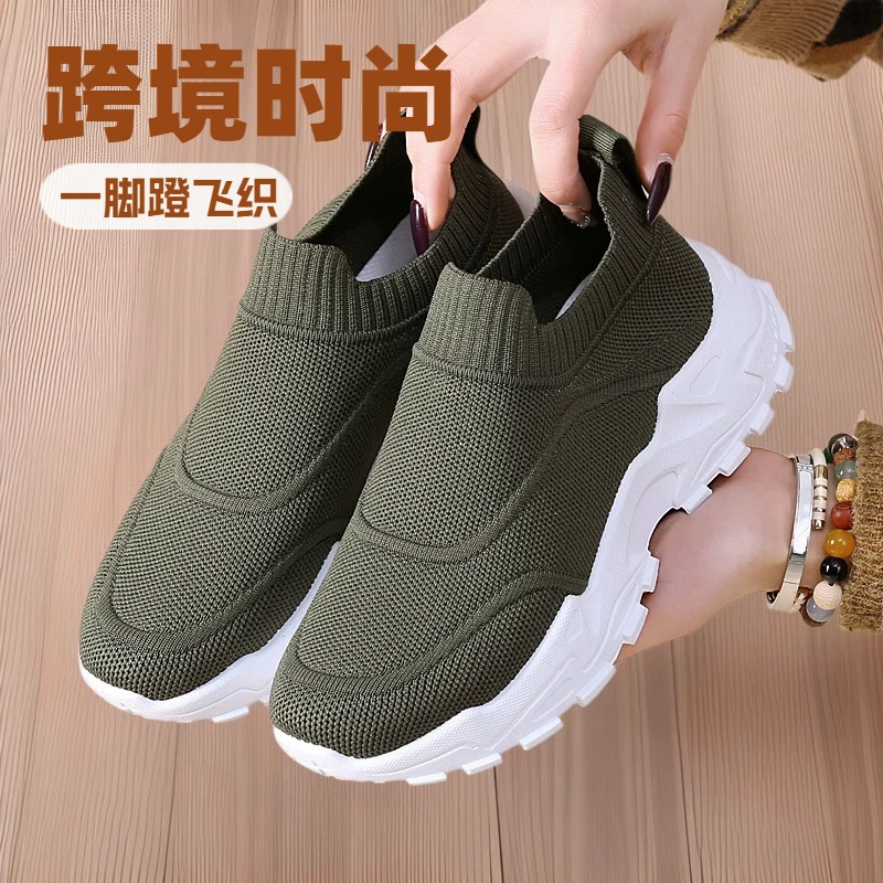Трансграничная мода педаль летающая легкая беговая ленивая обувь 2025 весна и осень новая корейская спортивная повседневная обувь