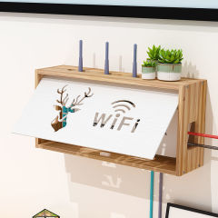 路由器收纳盒wifi挂墙免打孔壁挂光猫置物架网线插座电线遮丑批发