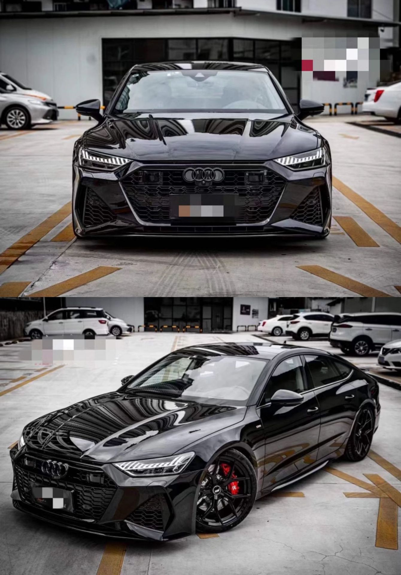 19-24 Austrian a7 modified S7/RS7 honeycomb middle net large surround front bar assembly A7 black warrior 24 wholesale