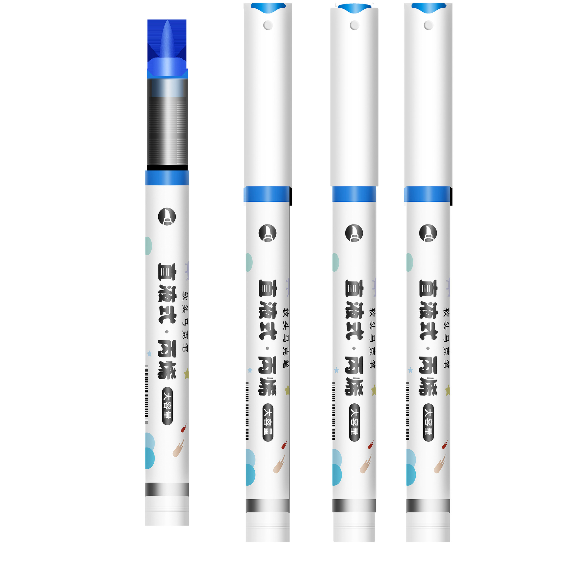 Marcadores acrílicos rectos Marcadores de colores impenetrables para arte Pinceles para estudiantes Pinceles de colores apilados Bolígrafos de acuarela lavables