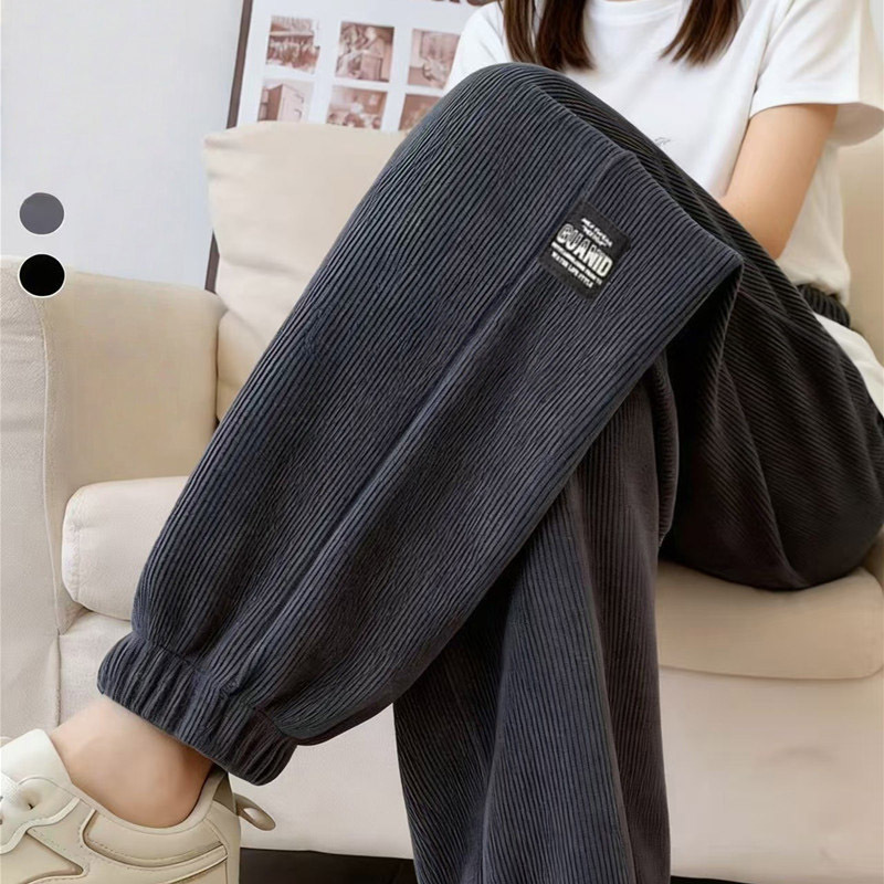 Spring, Autumn, and Summer Casual Women's Pants, Loose Fit, Plus Size, Jogger Pants, Nine-Point Length, Striped Home Pants Spring, Autumn, and Summer Casual Women's Pants, Loose Fit, Plus Size, Jogger Pants, Nine-Point Length, Striped Home Pants