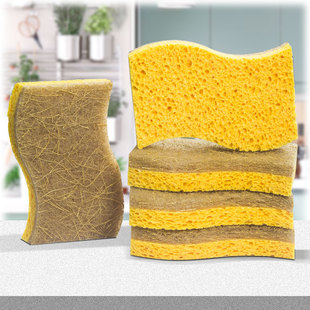 Kitchen Sponge Dishwashing Wood Pulp Cotton Cleaning Double-Sided Pot Brush Thickeneded Sponge Dishwashing Cloth Non-Stick Oil