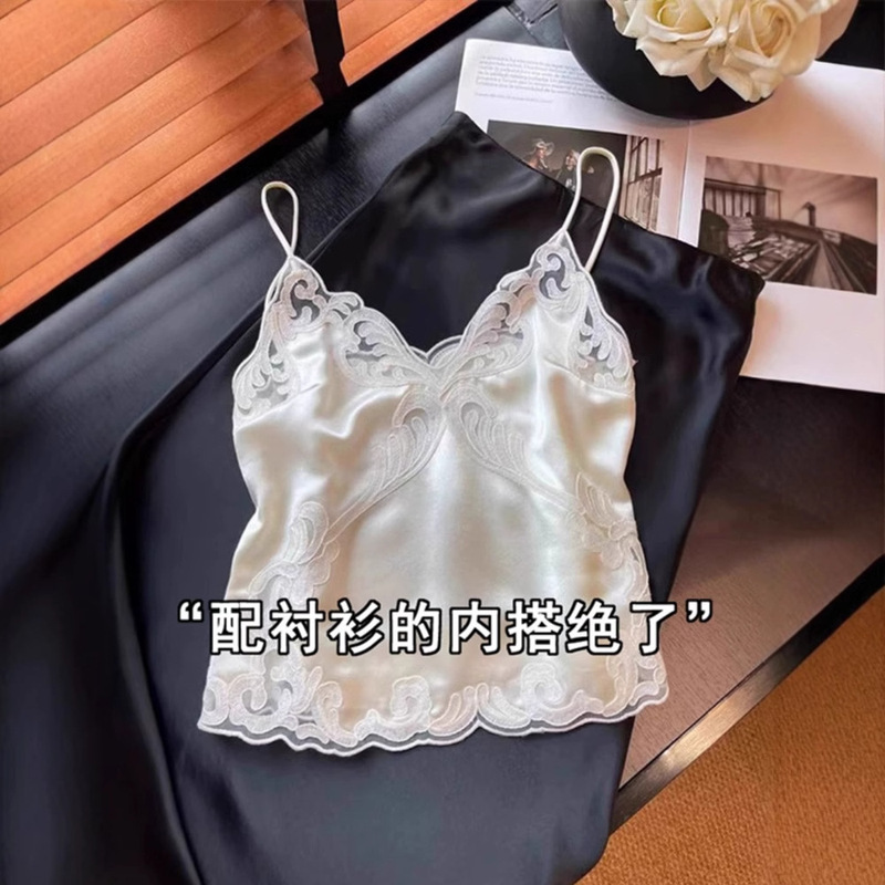 White Lace Camisole Women's Spring Thin Outer Wear Pure Desire Style Sexy Outer Wear Inner Sleeveless Top