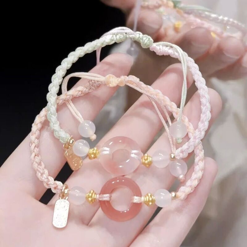 Peach Death Pink Safe Girl Color Matching Girlfriend High Color Value Woven Joy Handmade Bracelet Bracelet Peach Death Pink Safe Girl Color Matching Girlfriend High Color Value Woven Joy Handmade Bracelet Bracelet