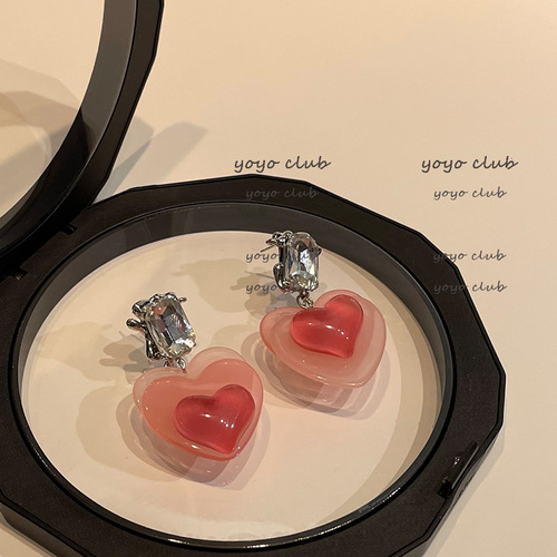 Korean love zircon earrings niche earrings women's pearl flower earrings fashionable long tassel earrings