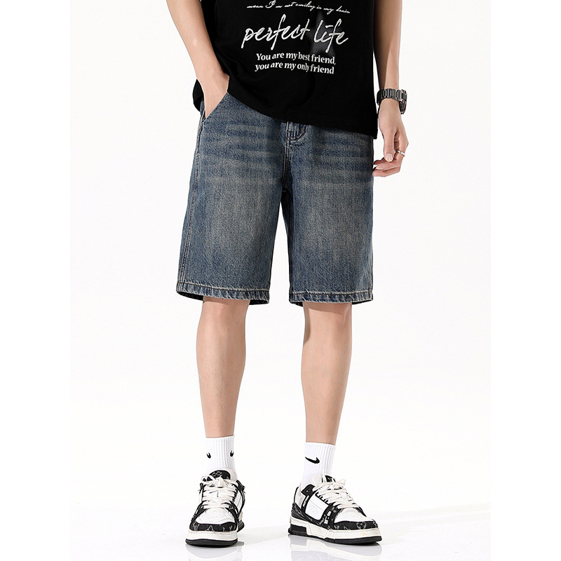 Minger | 2025 Summer New Arrival Pocket Decorative Pants Men's Trendy Brand Loose Straight Casual Denim Shorts