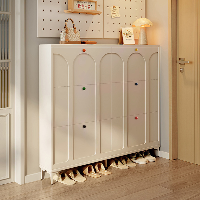 Mingzheng Furniture Factory Ultra-Thin Flip Shoe Cabinet Integrated Cabinet Entry Shoe Rack Doorway Narrow Cabinet Dopamine Handle Entrance Cabinet
