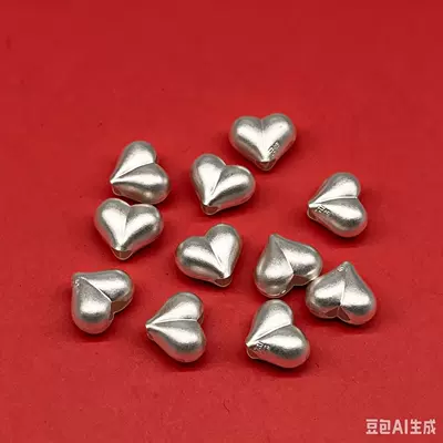 999 pure silver accessories, heart-shaped spacer beads for bracelets and necklaces, heart-shaped and oval accessories, beads for braided cords, DIY silver accessories