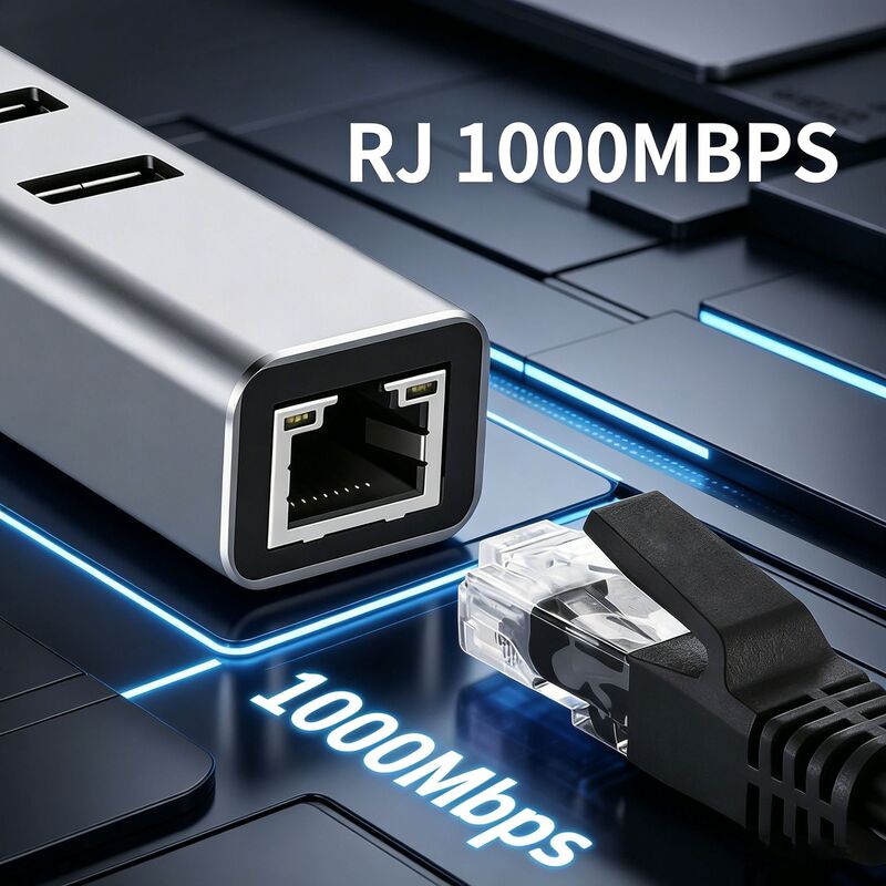 Typec to Rj45 Gigabit Network Port Hub Usb3.0 Three-Port Hub Four-In-One Docking Station Gigabit Network Card