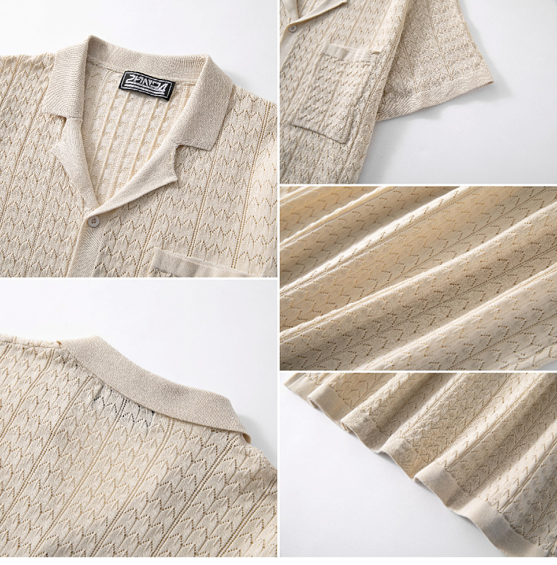 Men's Knitted Cardigan Sweater With Patch Pocket Casual Polo_voghion.com