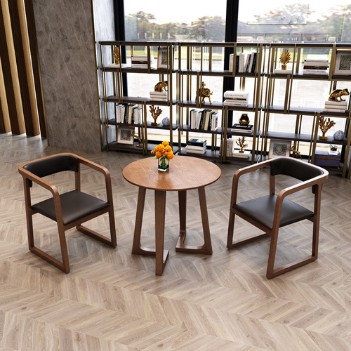 Solid wood small round table coffee table side table modern simple small round table balcony coffee table creative leisure negotiation reception