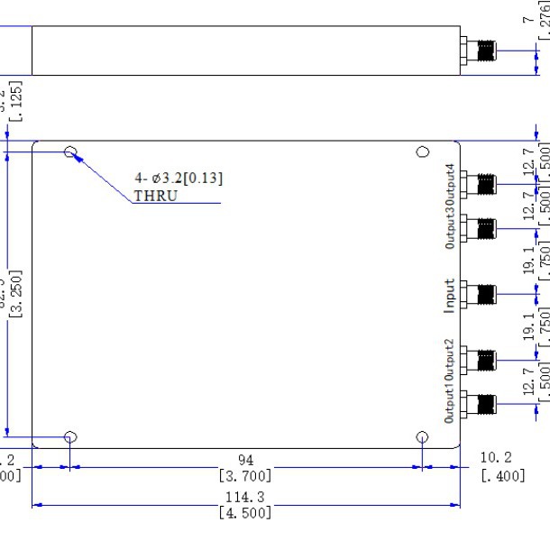 250-6000M射频一分四路功率分配合路器0.25-6G替代ZN4PD1-63HP-S+