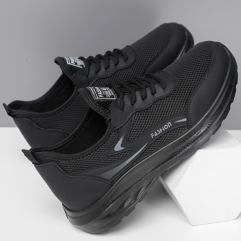 Foreign Trade Wholesale Shoes for Men, Summer Breathable Mesh Shoes, Versatile, Lightweight, Soft-Soled, Non-Slip Work Shoes, Wear-Resistant Casual Shoes