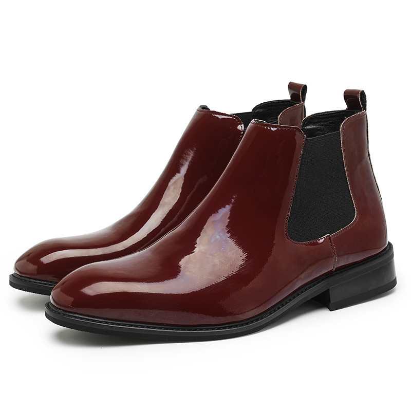 2024 zapatos de hombre transfronterizos botas casuales de cuero de moda para hombres zapatos de cuero de negocios brillante botas de cuero de punta