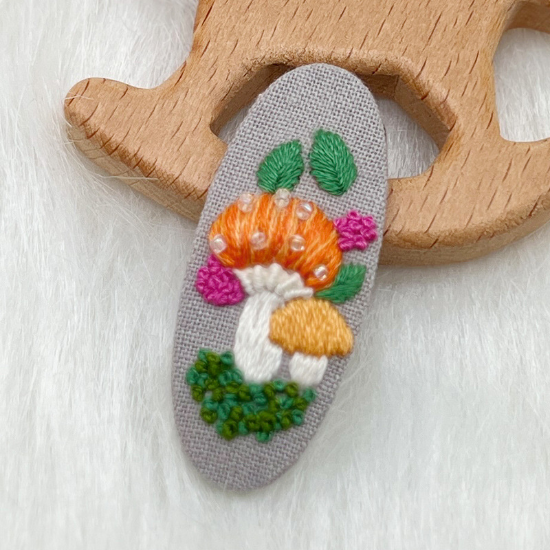 Lu bordado lindo gato perla coreano pinzas de pelo hechas a mano diy bordado creativo para chicas rotas flores pinzas de pelo lateral