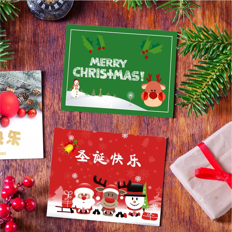 圣诞贺卡可爱卡通感恩节日礼物祝福留言卡片创意许愿圣诞节贺卡