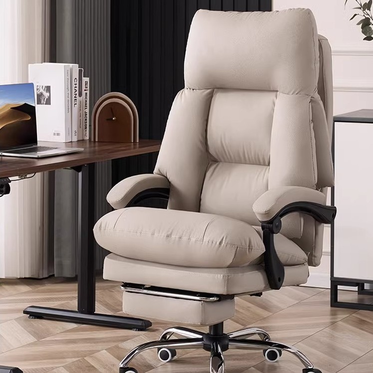 Silla de jefe silla de computadora de cuero silla de oficina de altura ajustable silla de oficina de asiento cómodo para el hogar
