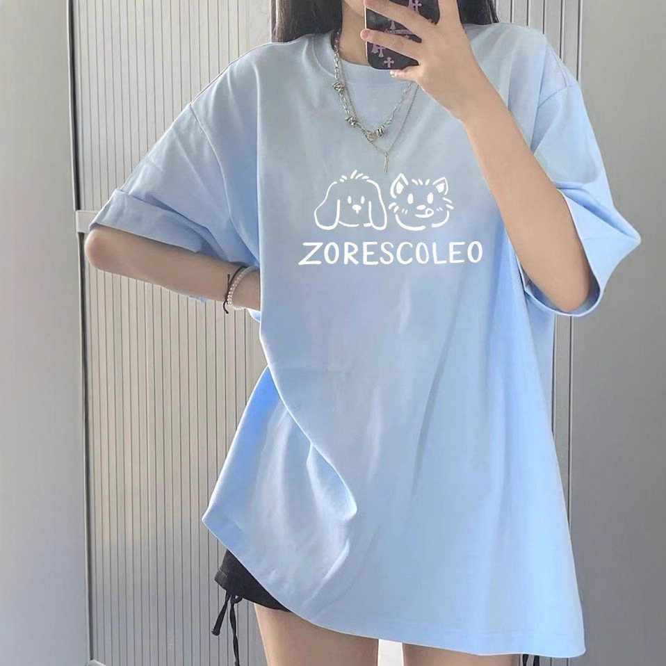 Summer New American-Style Short-Sleeve T-Shirt for Women, Popular Pure Cotton Loose Plus-Size Design with a Unique Blue Half-Sleeve Top