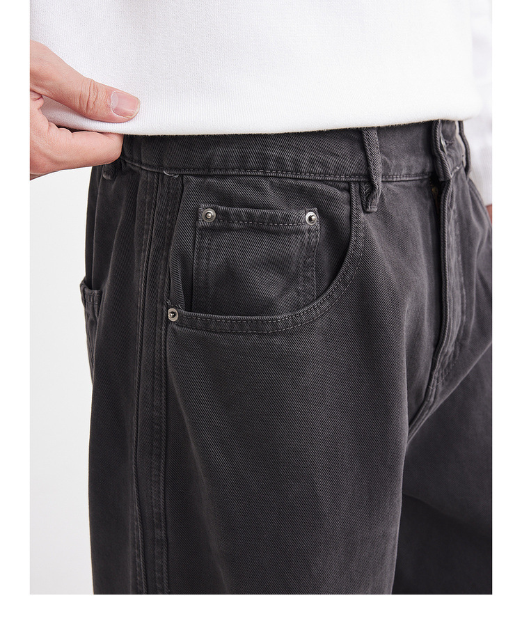 Quần jean nam ống rộng cotton phong cách Hàn Quốc — màu đen chi tiết 18