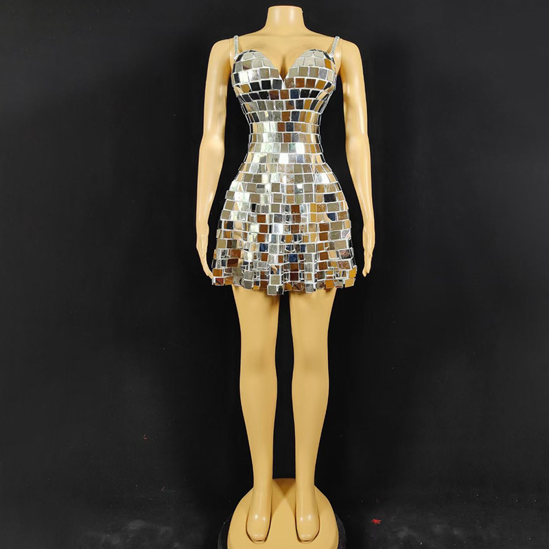 2024 New High-End Sexy Spaghetti Strap Stretchy Sequin Mini Dress Party Dress Nightclub