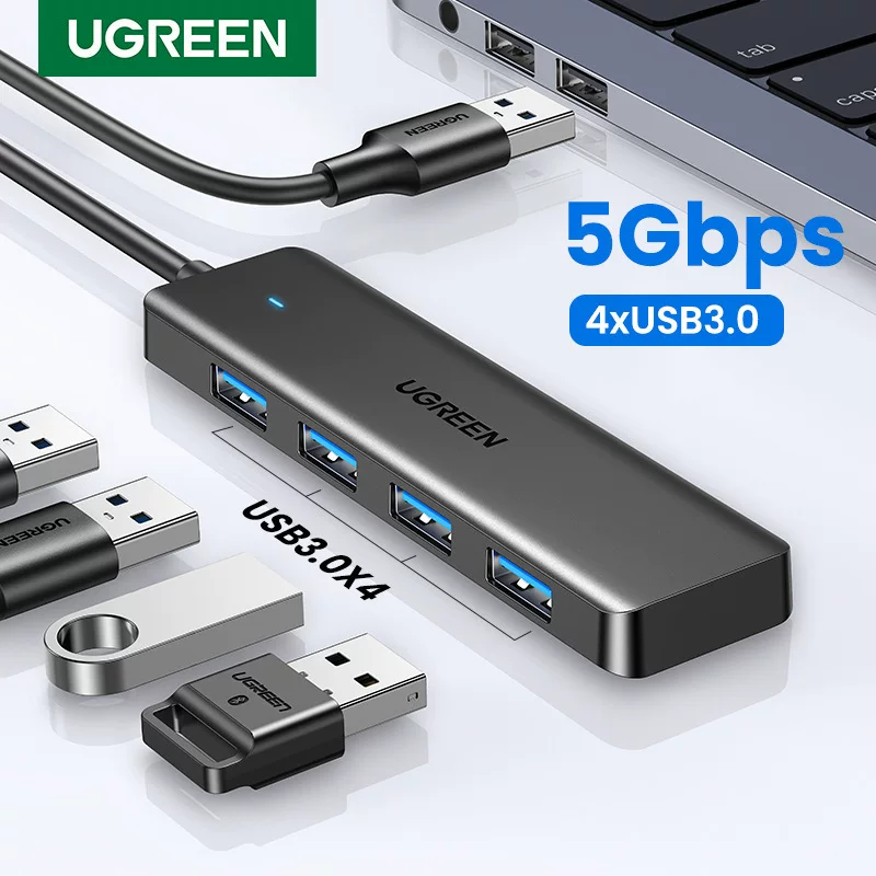 Хаб USB 3.0 4 порта UGREEN USB HUB Slim для мыши и клавиатуры