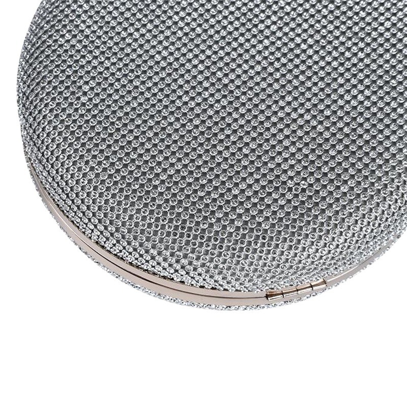 Bolso de noche transfronterizo nuevo Bolso de noche de diamantes de imitación hecho a mano incrustado bolso de noche bandolera portátil pequeño bolso redondo en stock