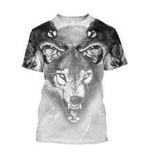 跨境新品男士短袖厂家批发2025潮流动物印花短袖韩版宽松套头上衣